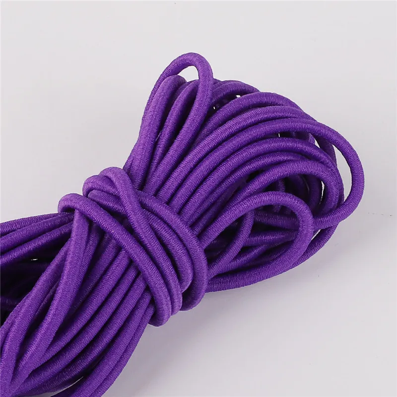 Purple 5 м высокое качество 2,5 мм многоцветный круглая эластичная повязка круглая эластичная веревка эластичные резинки линии DIY Швейные аксессуары - Цвет: Purple