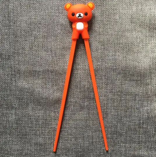 Orange 1 пара разноцветная милая медведь панда кошка Миньоны учебные палочки для детей Детская китайская палочка для еды ученик подарки - Цвет: Orange