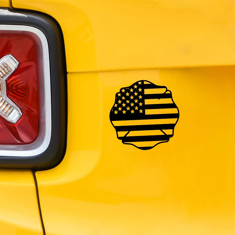 

QYPF 13CM*13CM Fashion Vinyl Car Sticker American Flag Graphical Decoration Decal Black/Silver C15-0518