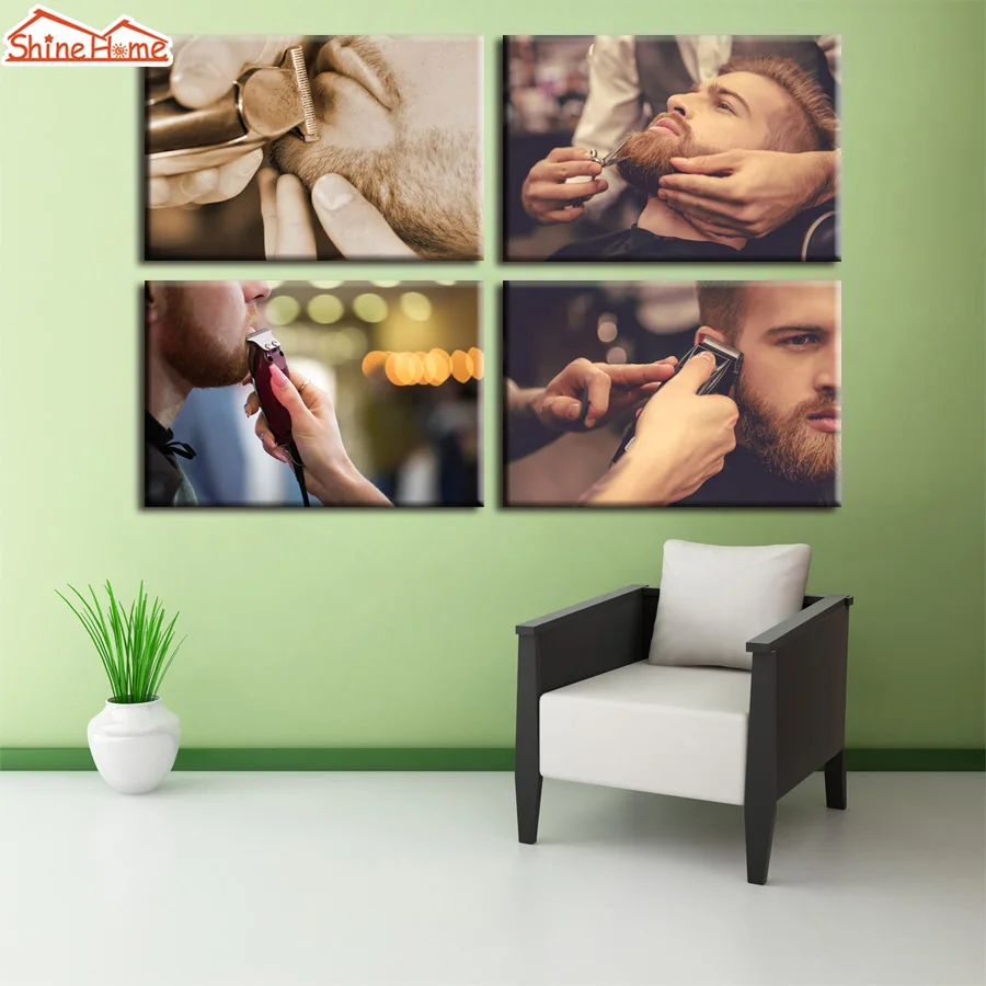 ShineHome 4 панель современные картины на холсте с принтом Beaty Hair Salon Декор фотографии