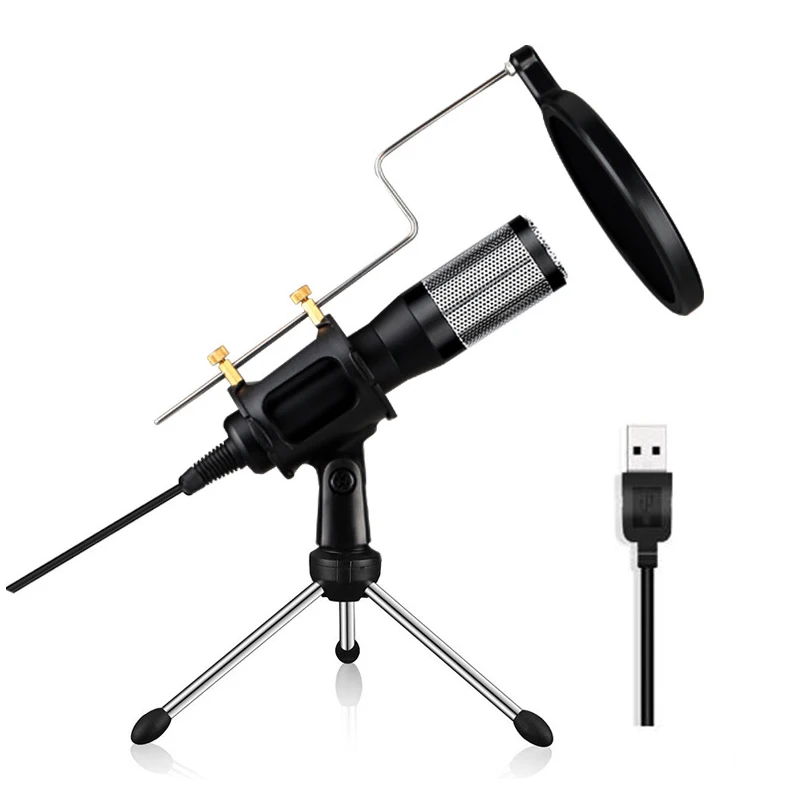 

Professional Microphone Condenser for Computer Laptop PC USB Plug +Stand Studio Podcasting Recording Microfone Karaoke Mic