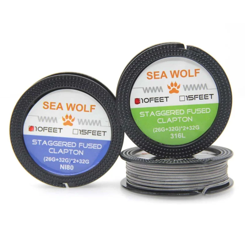 

STAGGERED FUSED CLAPTON Heating Wire NI80 SS316L 10ft/roll For RDA RTA Rebuildable Atomizer DIY Coil SEA WOLF