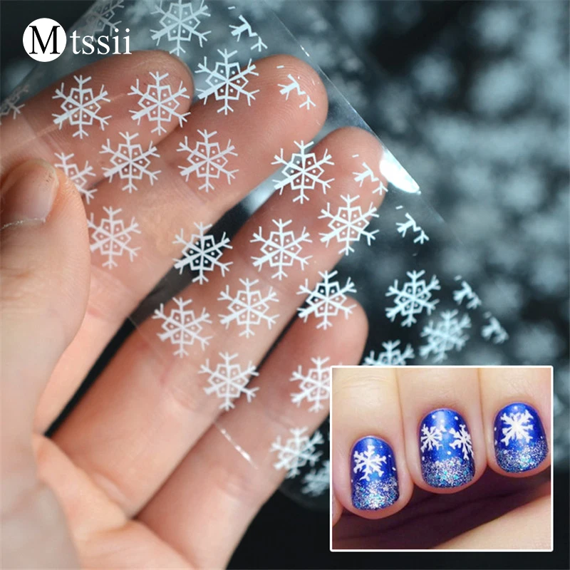 Mtssii 1 рулон Nail Книги по искусству Стикеры s Рождество Белый Снежинка 3D ползунки