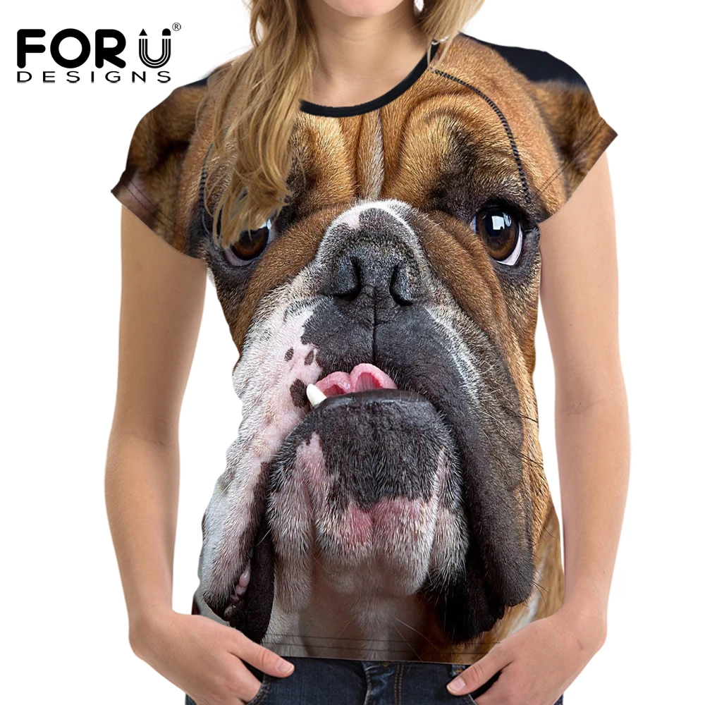 FORUDESIGNS/женская футболка спортивная одежда с милым принтом в виде собаки гибкая