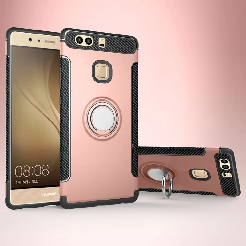 Для huawei P9 Plus VIE-L29 чехол-бампер huawei P9 EVA-L19 кольцо-подставка полное покрытие VIE L29 EVA L19 L09 противоударный защитный чехол