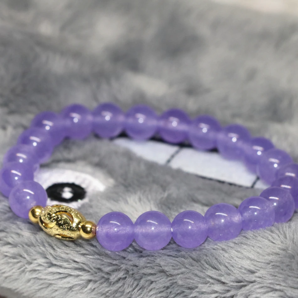 Высокое качество 8 мм романтические фиолетовые желоба камень халцедон