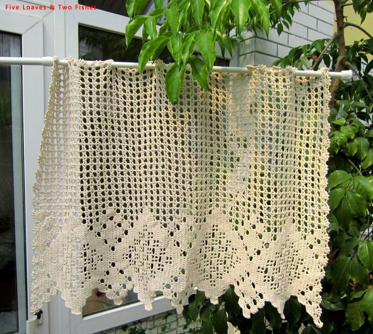 Рождественские украшения выполнена крючком цветок бежевый Шторы Кофе полу полые