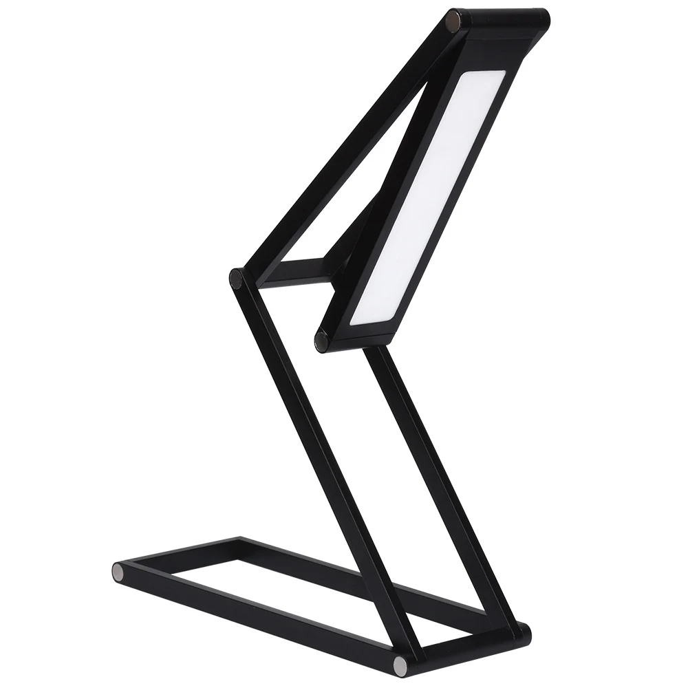 USB Перезаряжаемый светодиодный настольная лампа с длинными ручками, портативный светодиодный светильник с регулируемой яркостью, настольная лампа из алюминиевого сплава, Складная Лампа для чтения с длительным сроком службы - Цвет корпуса: Black