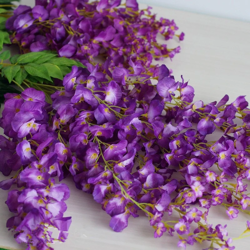 

12pcs Wisteria 1.1m Long Flower String Artificial Flowers Vine For Wedding Home Party Kids Room Decoration DIY Craft Fake Flower
