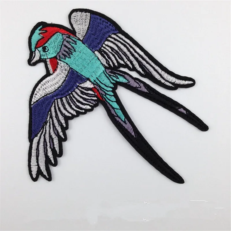 Оптовая продажа Детская вышитая аппликация с птицами ласточки утюгом мультяшная