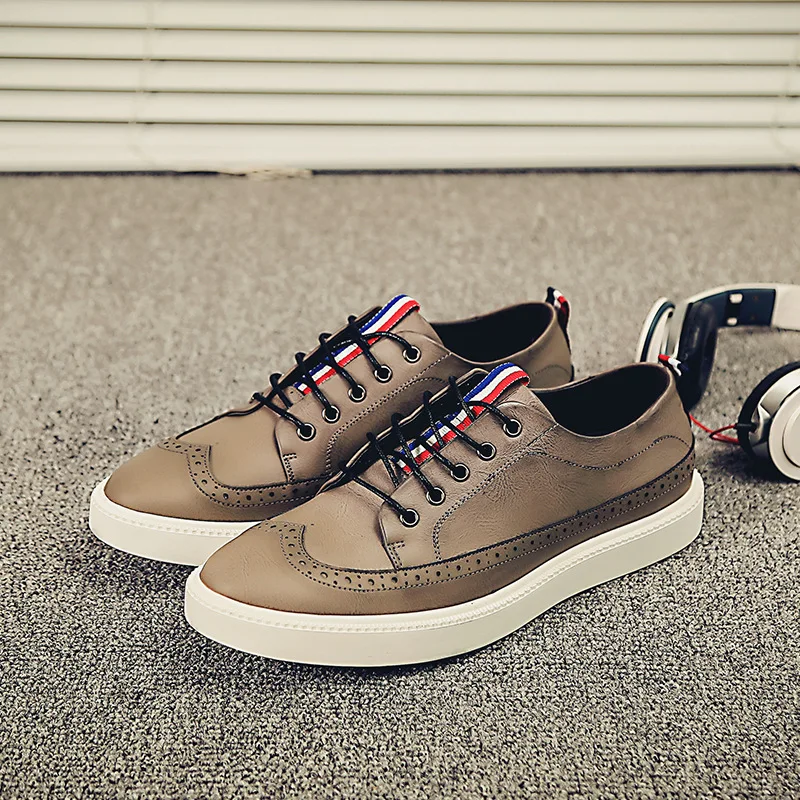 Новая модная повседневная обувь Для мужчин Кружево на плоской подошве шнуровке