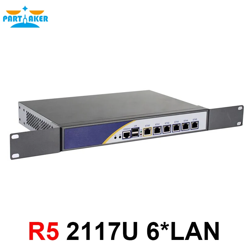 Partaker R5 Intel 1037 2117U Dual Core 1.8GHz 6* Intel 82583V Gigabit Ethernet Industrial Firewall & VPN 2GB RAM 32GB SSD