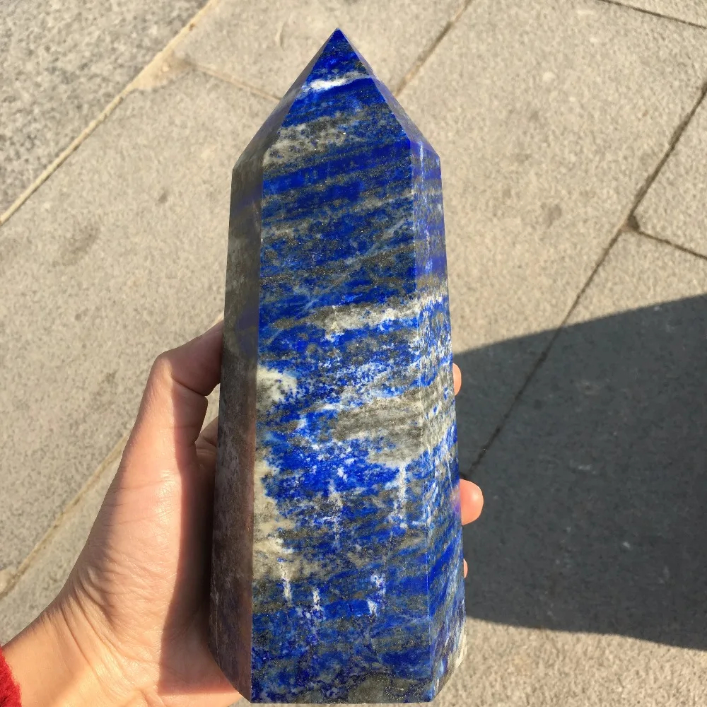 

1pcs 700-800g large size natural lapis lazuli wand point reiki healing crystals tower wicca chakra energy minerals stone obelisk