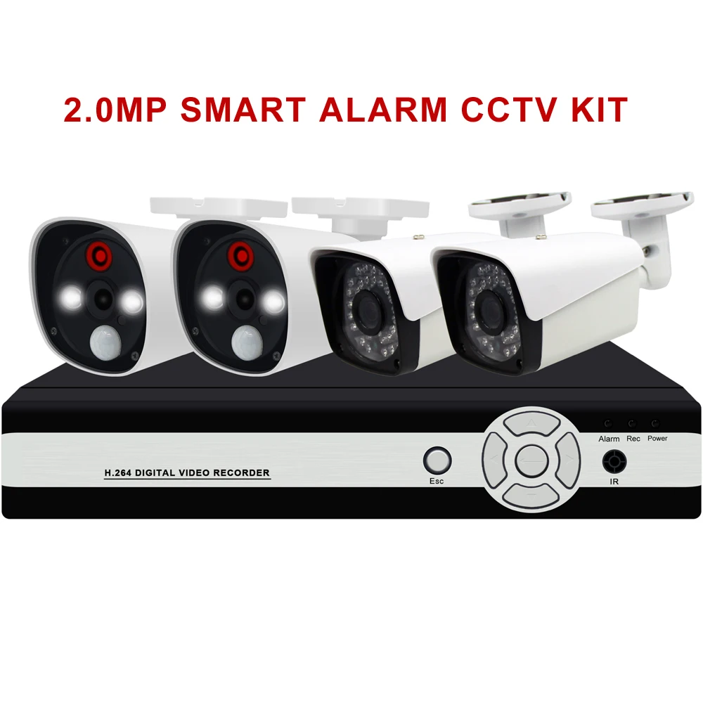 4CH умная сигнализация 2.0MP AHD CCTV комплект с PIR датчиком обнаружения движения и