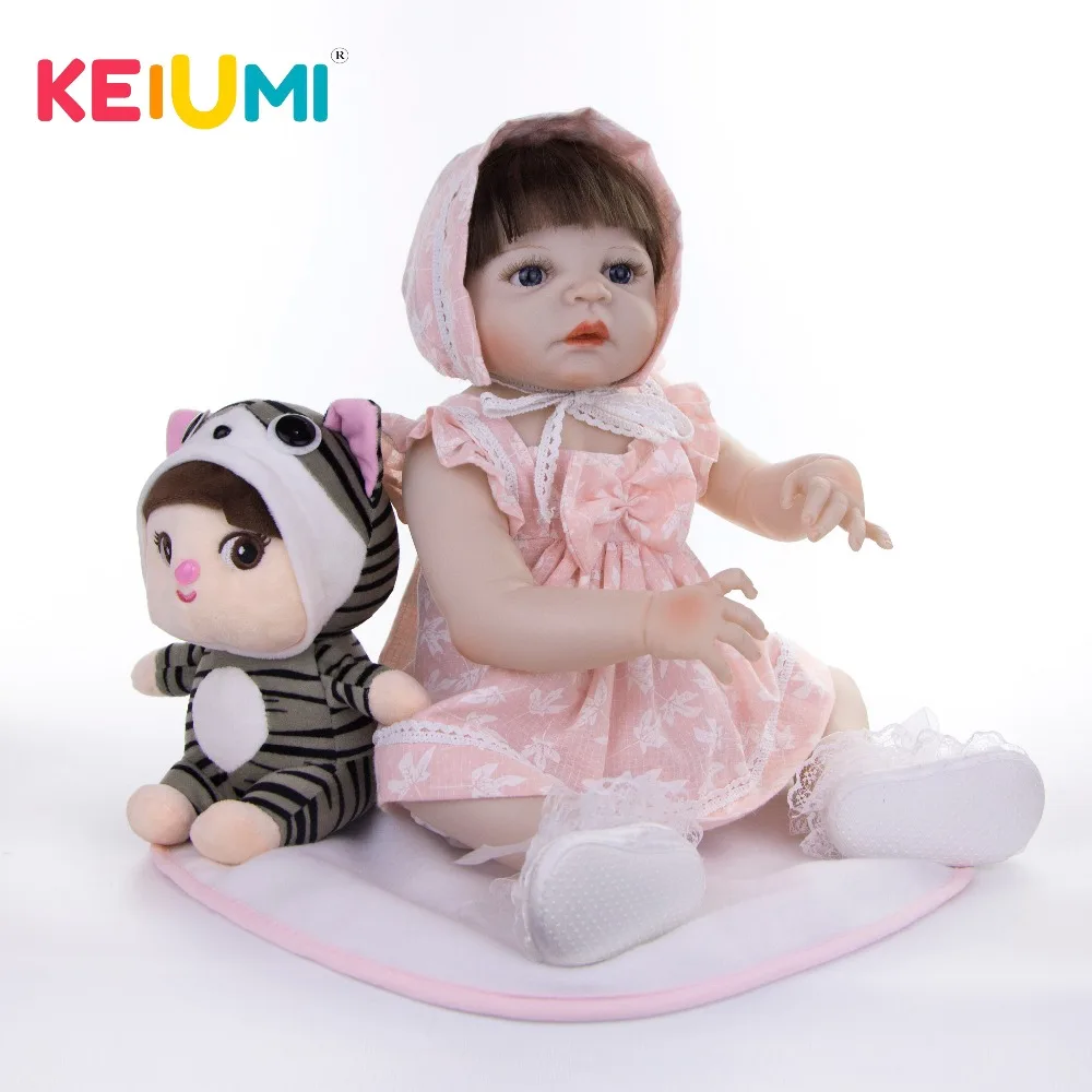 KEIUMI 23 дюйма силиконовый винил для всего тела Reborn Bonecas укорененные волосы