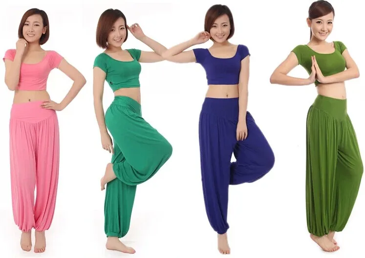 Женские Эластичные шаровары с высокой талией хлопковые расклешенные брюки