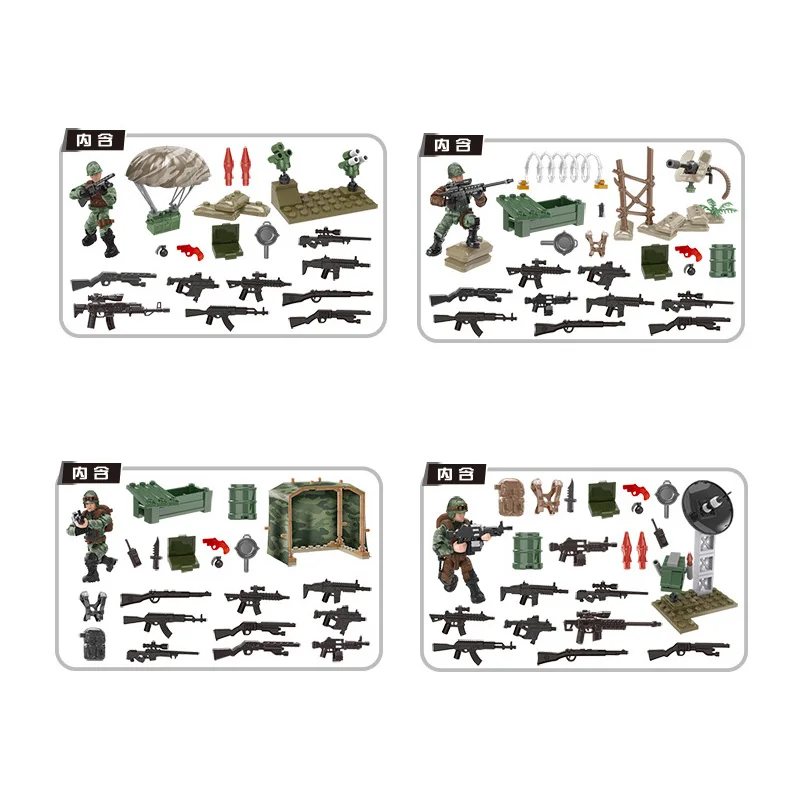 Modern military scenes Mega building block Jungle stronghold action figures weapon Parachute Radar bricks toys for boys gifts | Игрушки и