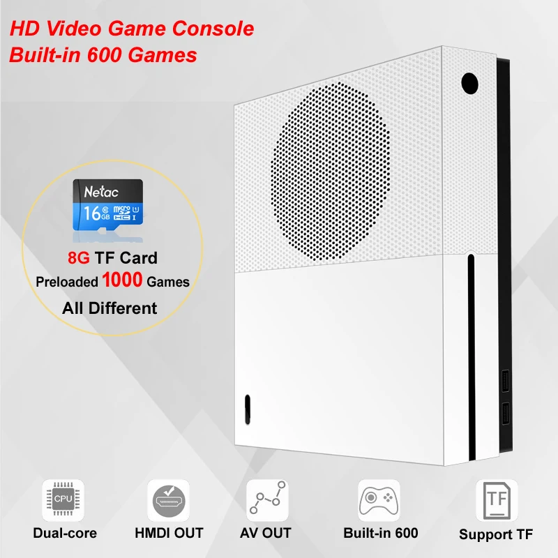 Белая игровая консоль для GBA/NEOGEO/SNES/NES формат HDMI и AV выход Встроенные 600 ретро классические игры с 2 джойстиком
