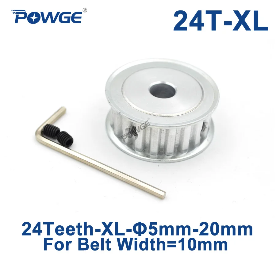 Зубчатый шкив POWGE 24 зубца XL отверстие 5/6/6.35/8/10/12/14/15/16/17/19/20 мм для ширины 10 зубчатая