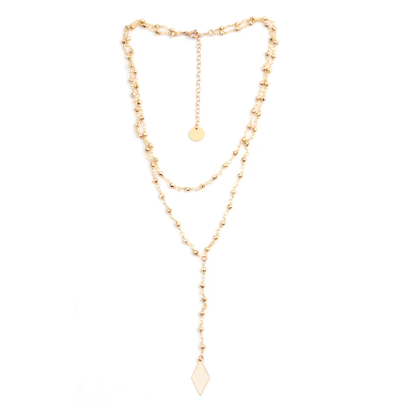 Gold-color Crystal Многослойное женское ожерелье с кулоном в стиле бохо, ювелирные изделия для девушек, золотого цвета, витые хрустальные бусины, цепочка, ожерелье, Mujer Bijoux, подарок NKS241 - Окраска металла: Gold-color Crystal