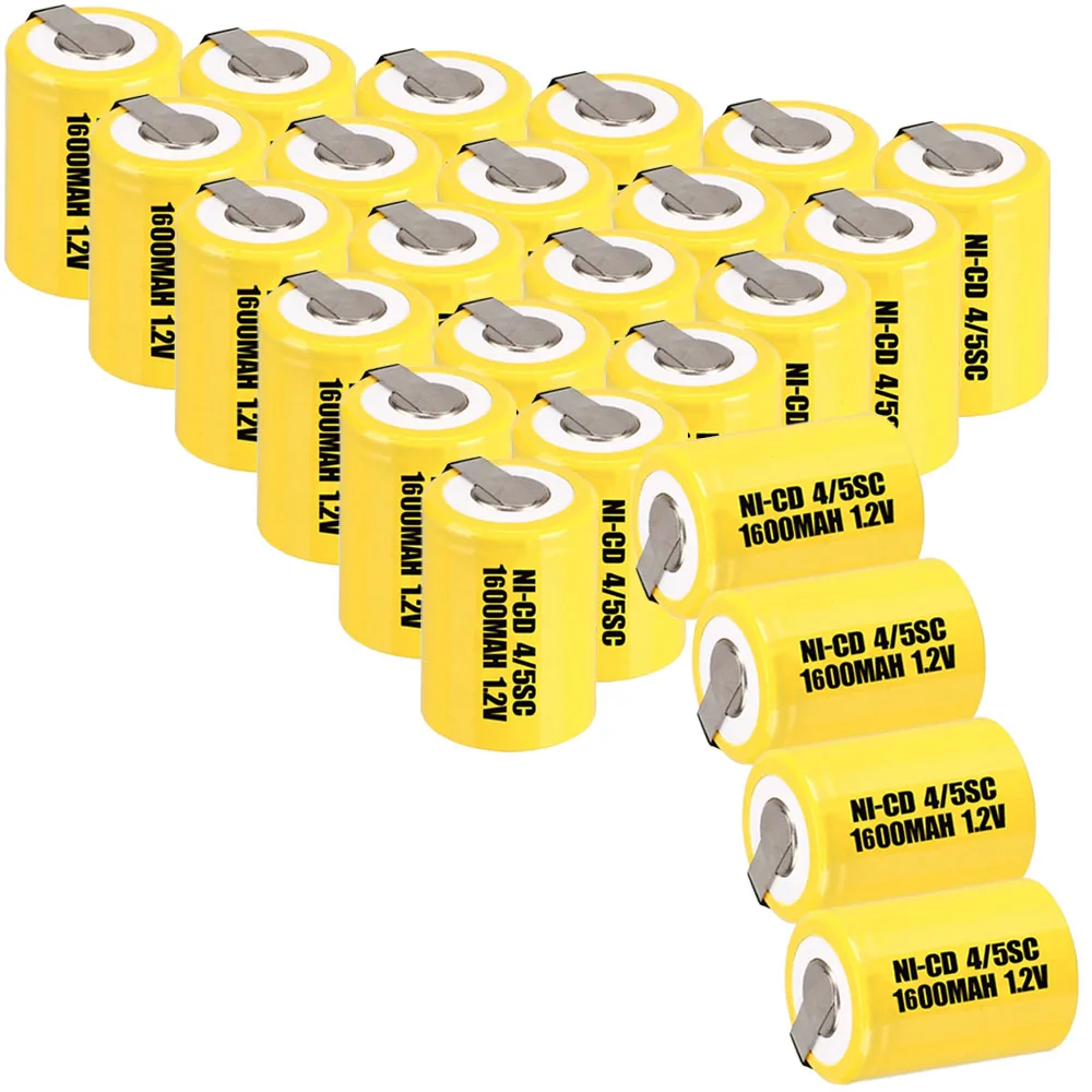25 pcs 4/5SC batteries power tool battery SUBC rechargeable batterie 1600mah nicd 33mm*22mm color random | Электроника