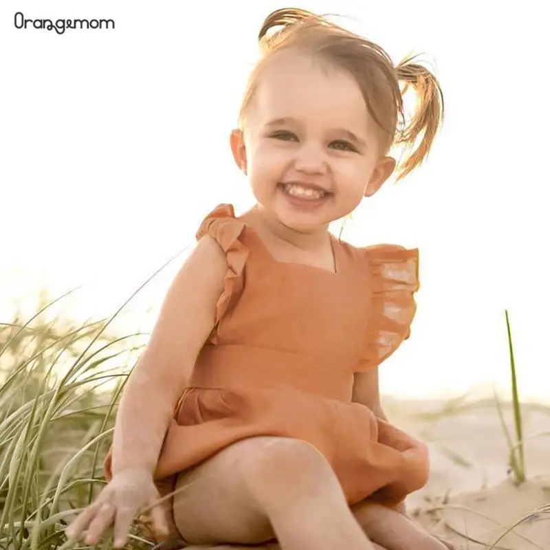 Новинка orangemom Одежда для маленьких девочек 4 вида цветов Летние комбинезоны От 0