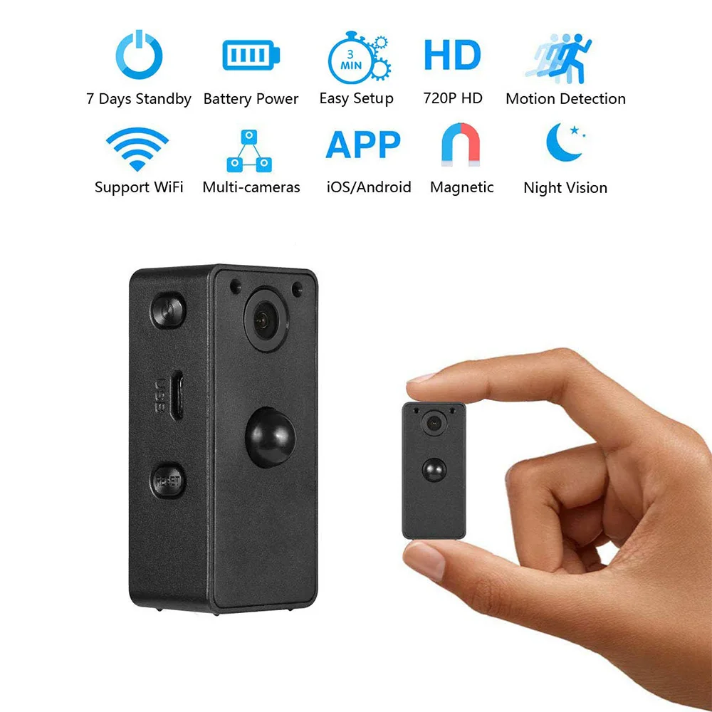 Wifi IP Mini Camera 720P HD PIR Secret 7 Days Standby Micro DVR Cam Nigth Vision Small Security Motion Detection | Электроника