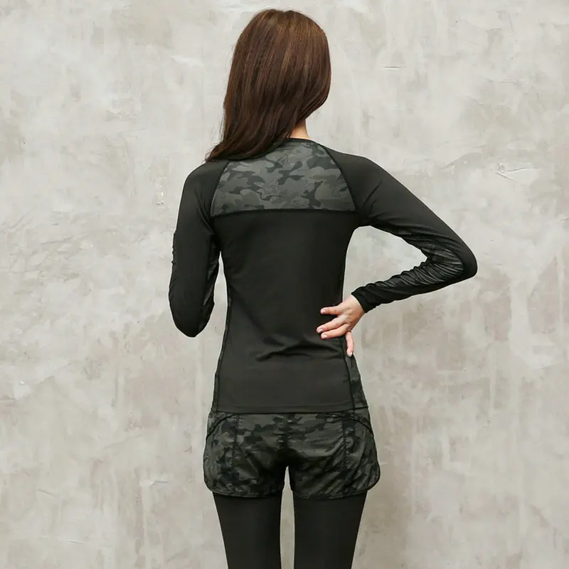 Лидер продаж 2017 компрессионный Быстросохнущий Топ для йоги спортзала женские