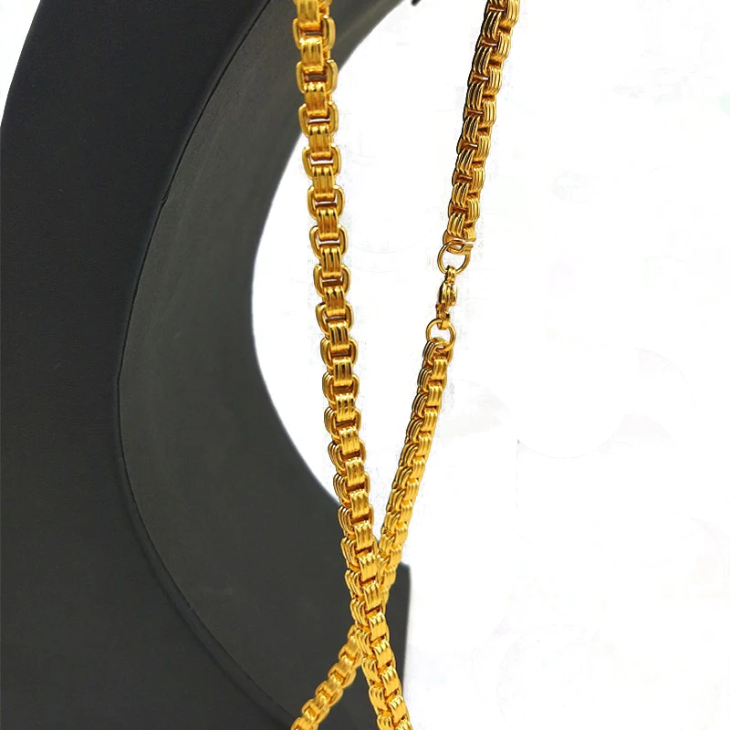 USENSET Box Chain Necklace Stainless Steel Jewelry Gold 5MM Width Chain Link Necklaces for Women Men Jewelry New YS22
