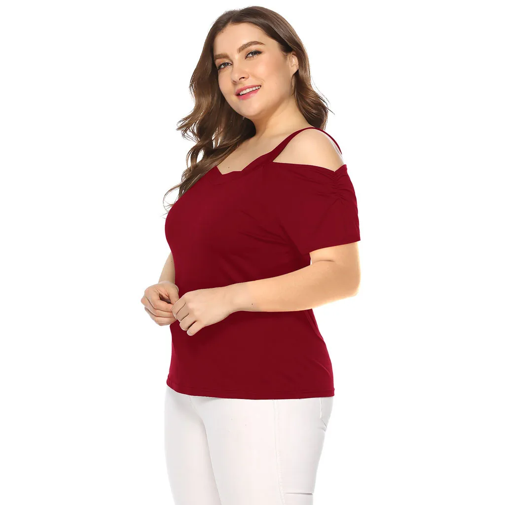 Женская блузка большого размера с треугольным вырезом Повседневная рубашка