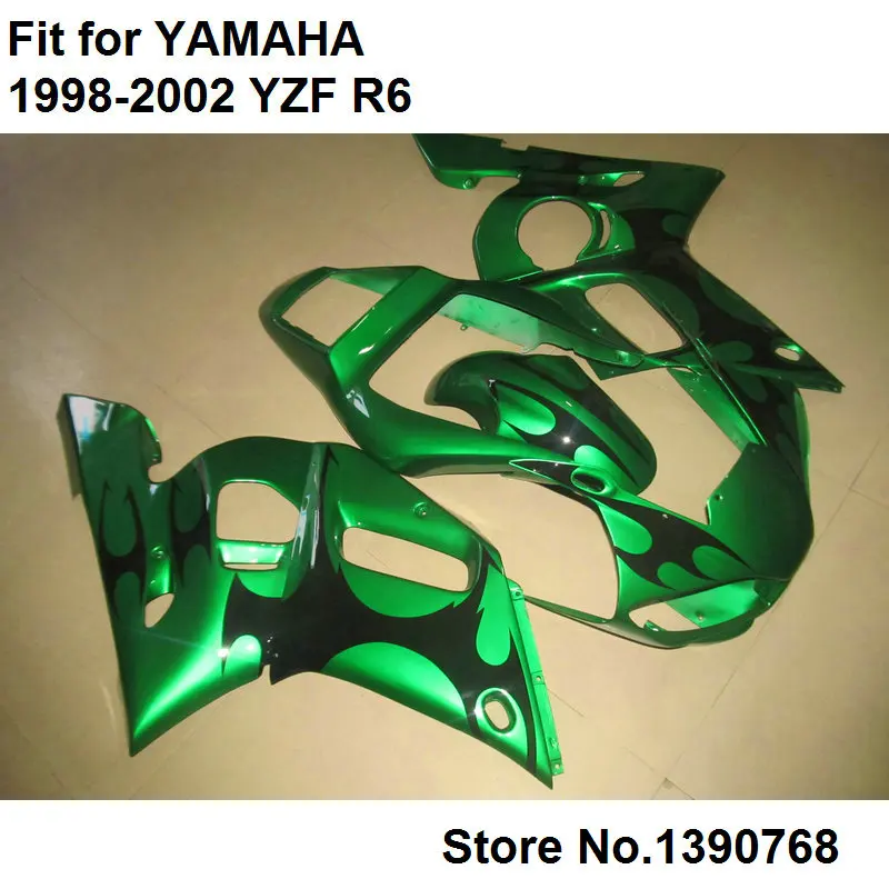 Подходит для Yamaha Обтекатели YZF R6 98 99 00 01 02 зеленый металлик кузов части YZF-R6 1998 1999 2000