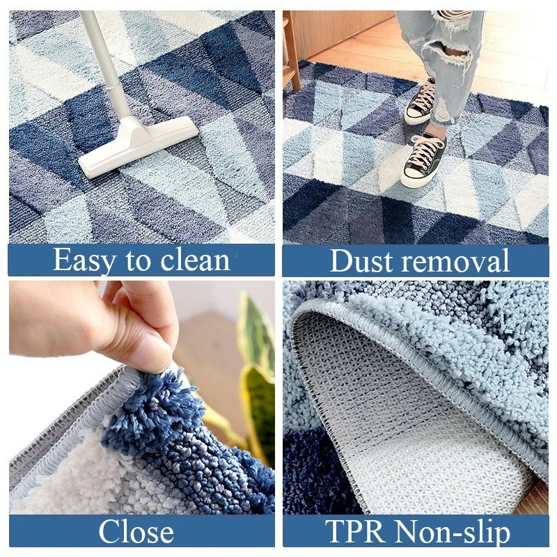 Modern Geometric Soft Double Plush Water Absorption Rugs Bathroom Mat Rug Non-Slip Living Room Entrance Kitchen Floor Carpet | Дом и сад