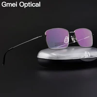 gmei optical ultralight 100 pure titanium full rim glasses frame for business men myopia reading prescription spectacles lr8980