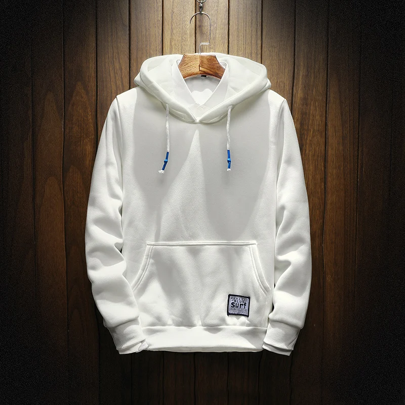 2018 New Autum Spring Mens Hoodies Plus Velvet Thickening Student Pullovers Boy Hooded Solid Color Hoodie Tops Tees | Мужская одежда