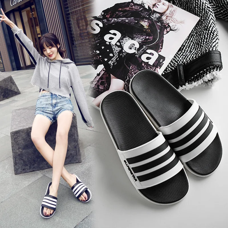 

Ins/летние женские тапочки в полоску; Шлепанцы унисекс в полоску в английском стиле; Домашние Нескользящие пляжные тапочки для влюбленных