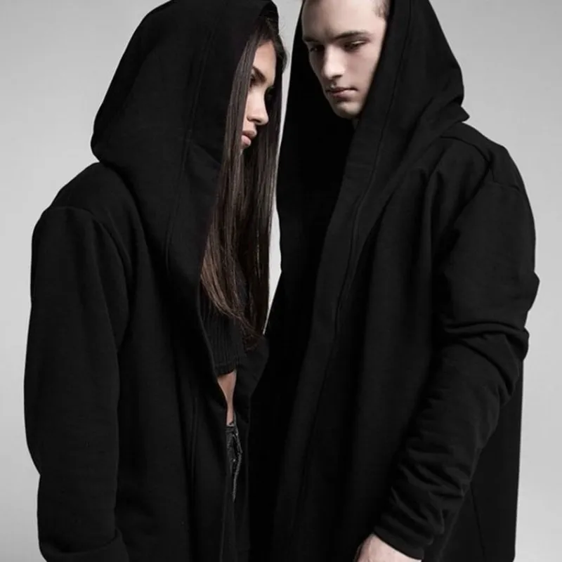 

Men Hoodies Cotton Casual Hoodies Long Section Of The Hooded Cloak Cape Cardigan Men Hip Hop Hoodie Sweatshirt Jacket
