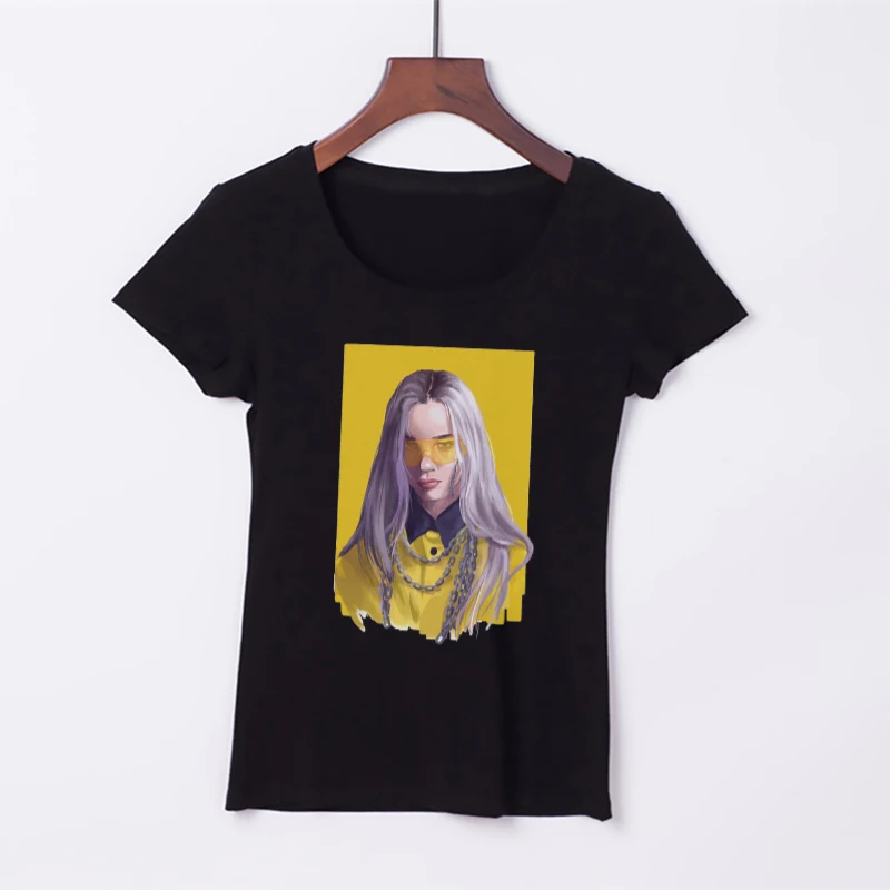 Billie Eilish Art Harajuku Эстетическая Летняя женская хлопчатобумажная рубашка 2019 размера