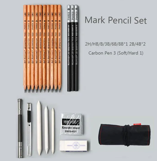 Marco Sketch Set Эскиз карандаш набор инструментов рисования ручка занавес полный студент набор художественных принадлежностей - Цвет: Marco Sketch Set