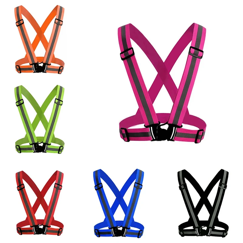 Adjustable Safety Security Vest High Visibility Reflective Gear Stripes Night Running | Спорт и развлечения