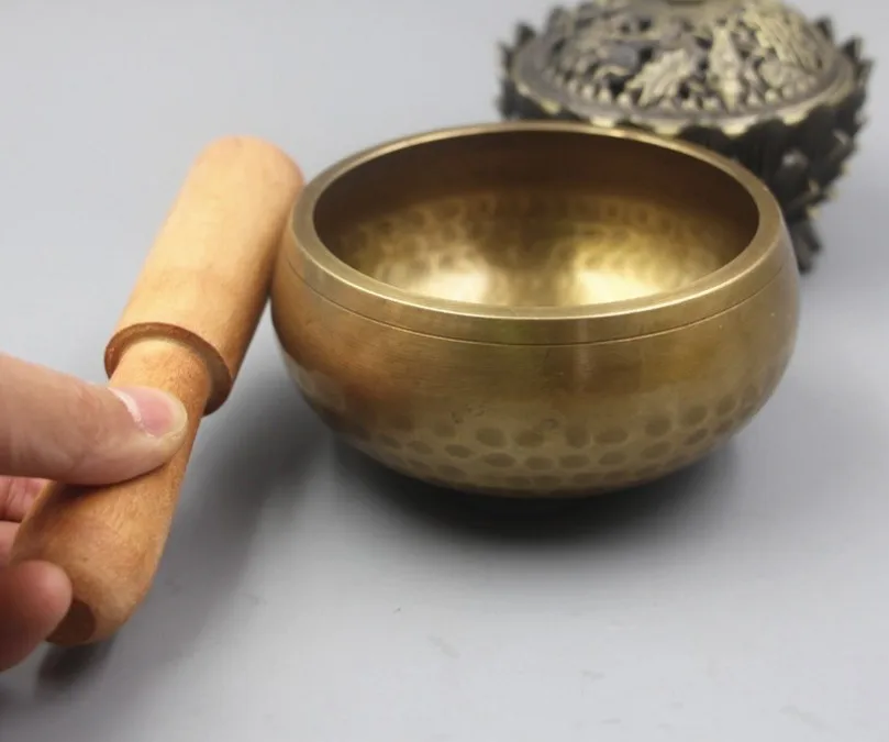 YM 404 13cm bowl Nepal handmade pure brass Tibet Meng religious prayer Buddha copper chime yoga music therapy | Дом и сад