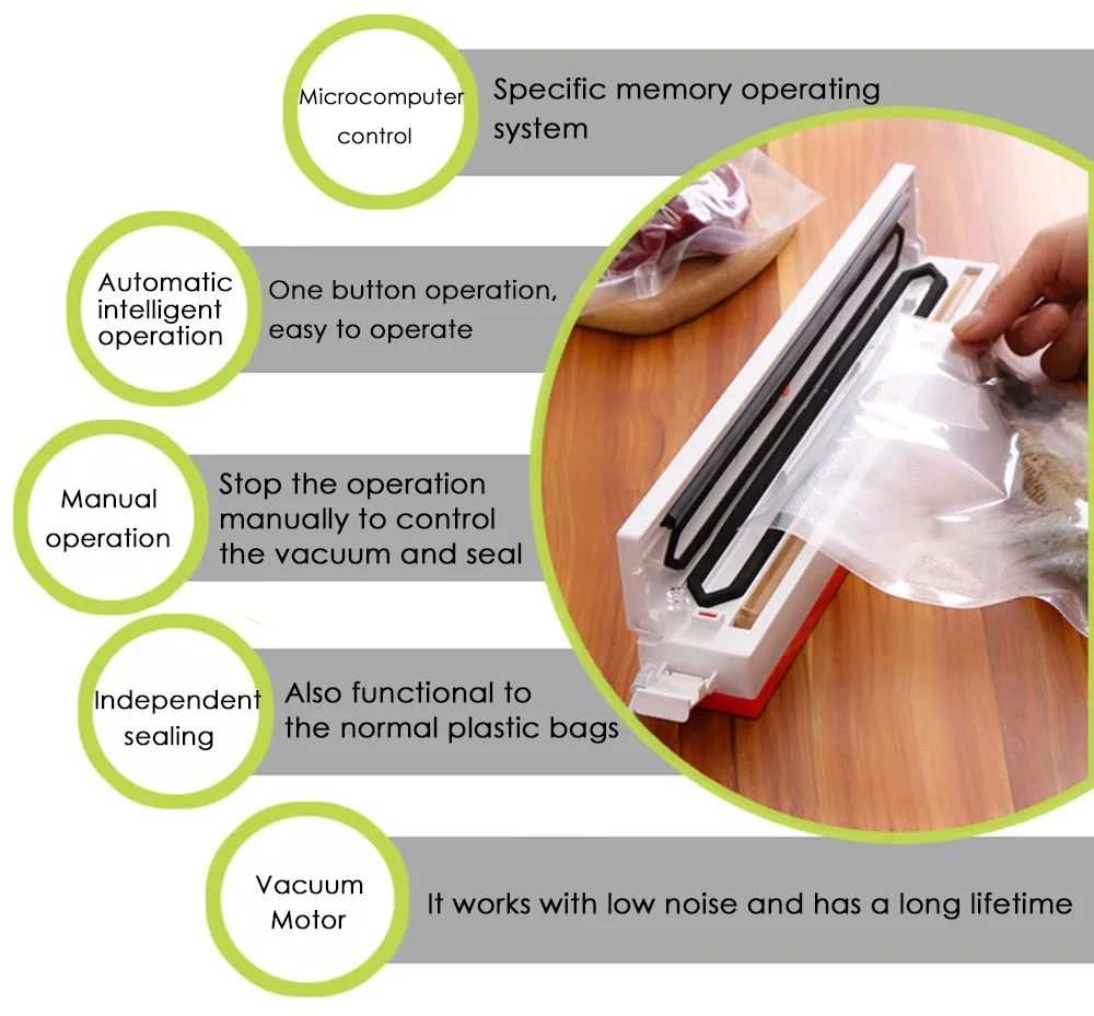 XINBAOLONG Электрический бытовой автоматический пищевой вакуумный упаковщик 110 220 В