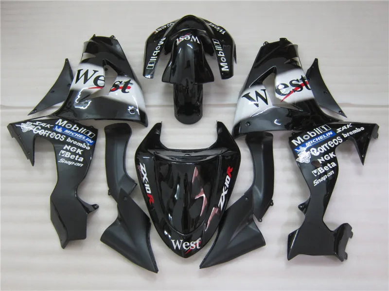 Детали для мотоцикла из АБС-пластика Kawasaki ZX10R 2006 2007 Белый Черный Западный