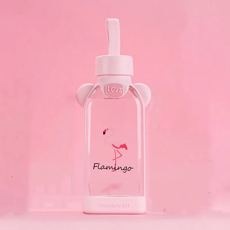flamingo 2 Шикарный барокко стакан с Фламинго бутылка для воды креативный кактус чашка для воды плоская фляга для воды квадратная кружка для молока портативная кофейная бутылка - Цвет: flamingo 2