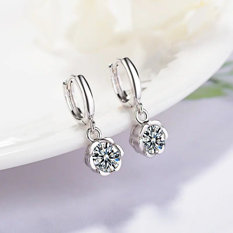 Женские серьги с цирконом Everoyal блестящие цветком из циркония Модные