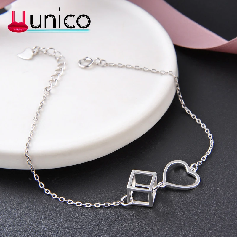 UUNICO 2018 trend Fashion Lady Creative Bracelet Heart-Shaped AAA+ Zircon Birthday Gift low price promotion | Украшения и