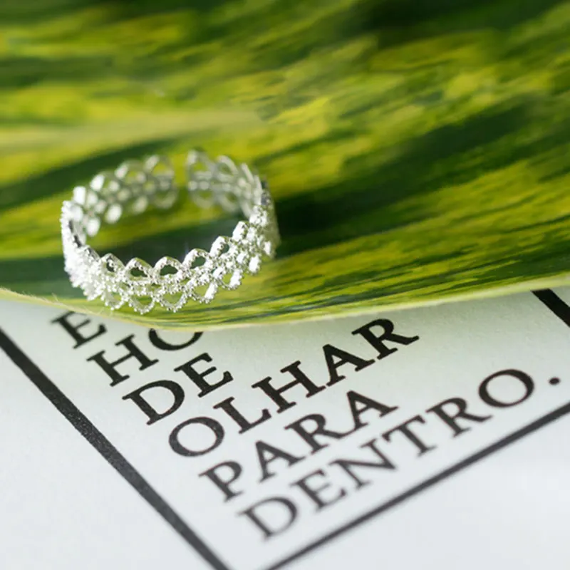 Изысканное кружевное кольцо из стерлингового серебра 925 пробы для женщин