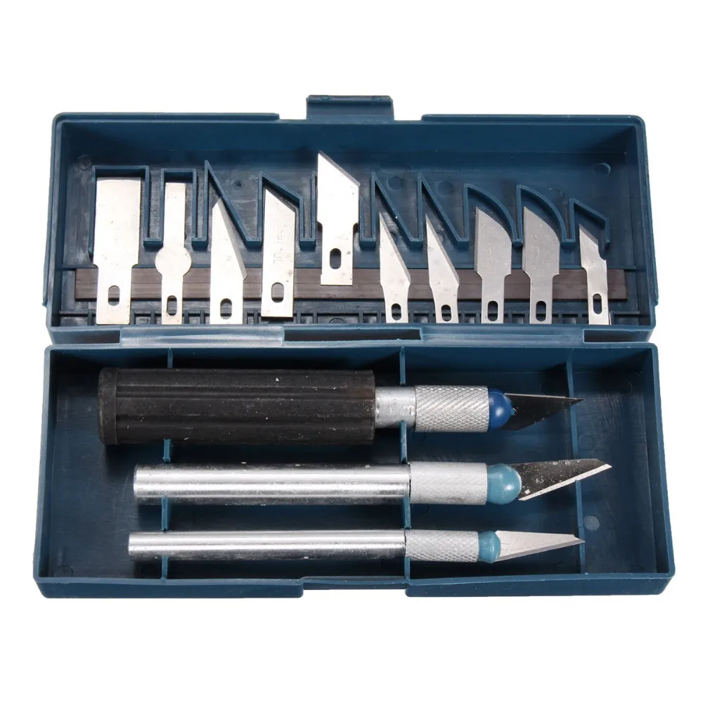 

16Pcs Wood Carving Hand Chisel Set Cutter Pen Knife Sculpting Knives Set Repair DIY Cutting 13 Cutting Blades+3 Knives Basic