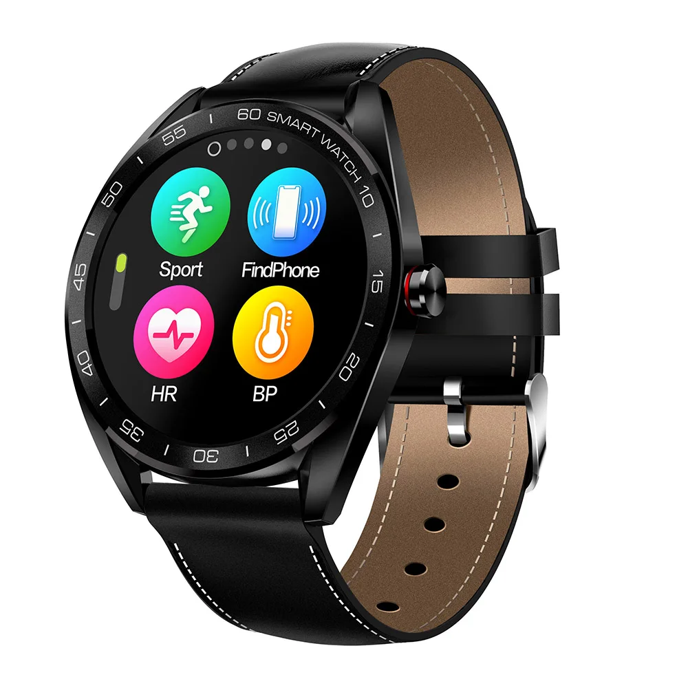 Black leather Новые смарт-часы Makibes K7, 1,3 дюйма, IP68, водонепроницаемые, Bluetooth, монитор сердечного ритма, фитнес-трекер, спортивные Смарт-часы для Android iOS - Цвет: Black leather