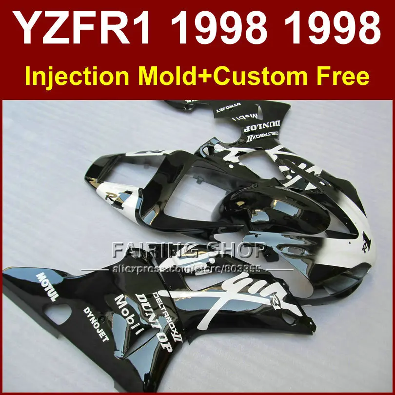 

ERR Bright black fairings kit for YAMAHA YZF R1 YZF1000 98 99 R1 Injection motorcycle fairings 1998 1999 YZF R1 WY6
