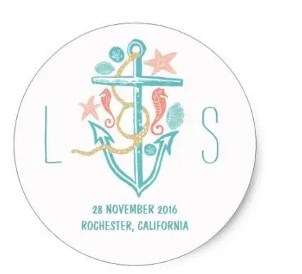 

1.5inch nautical cute modern wedding stickers